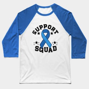 Colon Cancer Awareness " Support Squad " Blue Ribbon Baseball T-Shirt